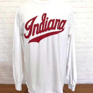 Indiana Long Sleeve Tshirt - White & Red - Size Medium